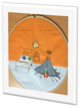 הדרכת ציור במכונת תפירה בשילובי בדים.